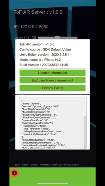 ToF AR Server app